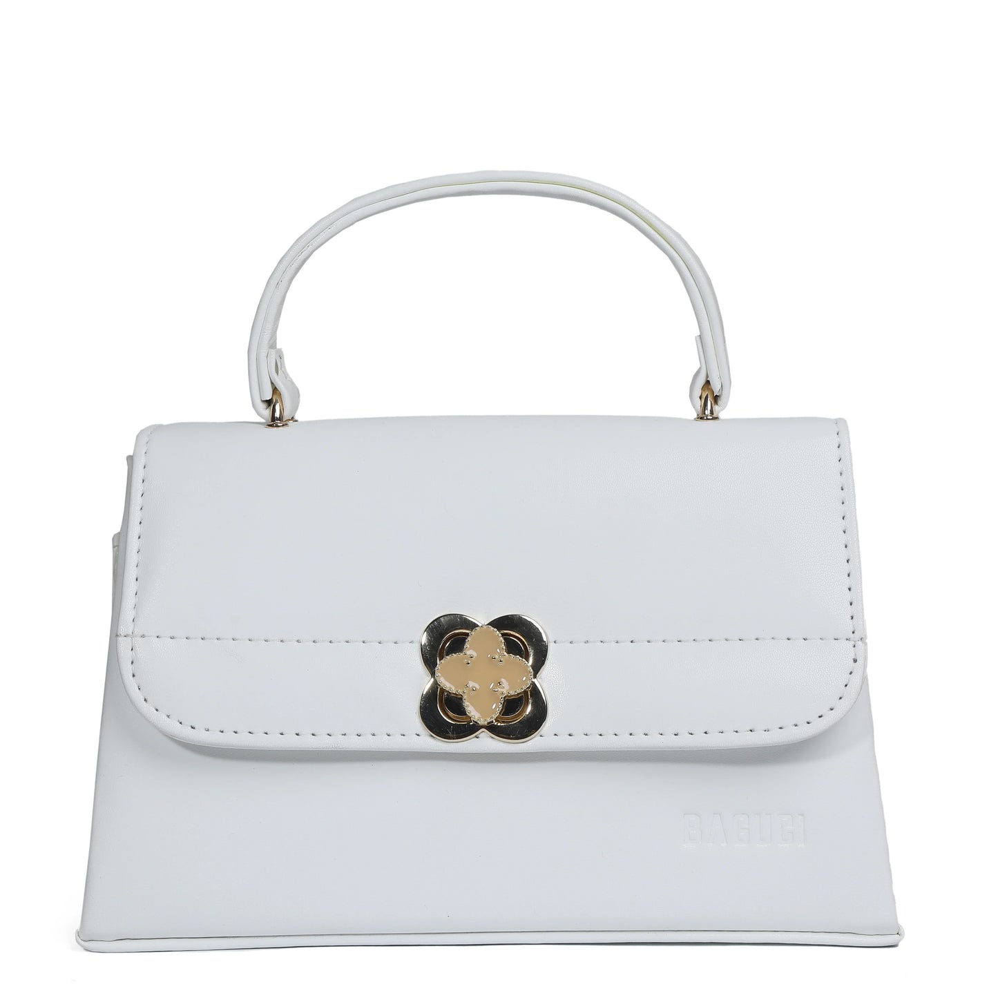 Exclusu White Flower-Lock Messenger Bag