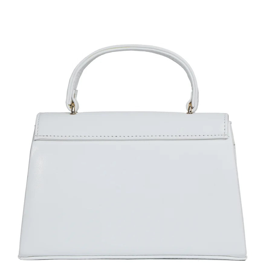 Exclusu White Flower-Lock Messenger Bag